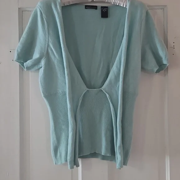 Victorias Secret cashmere SS tie sweater L pale blue - Picture 3 of 5